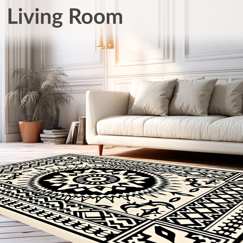 Tribal Geometric Sunburst Medallion Rug