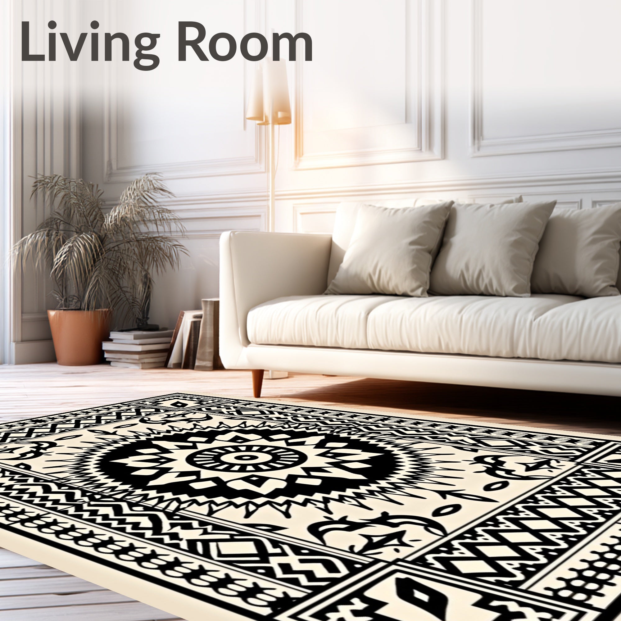Tribal Geometric Sunburst Medallion Rug