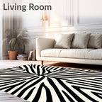 Bold Black White Striped Pattern Rug
