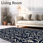Classic Ivory Scroll Pattern Rug