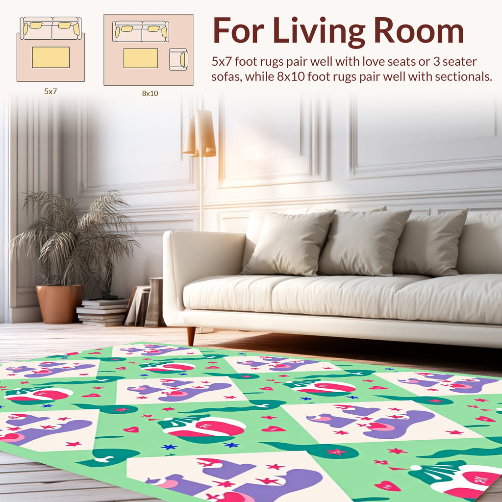Whimsical Objects Hearts Pattern Rug