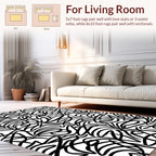 Bold Abstract Black White Lines Rug