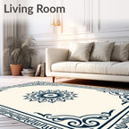 Ornate Floral Scroll Border Design Rug