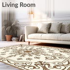 Classic Brown Floral Medallion Pattern Rug