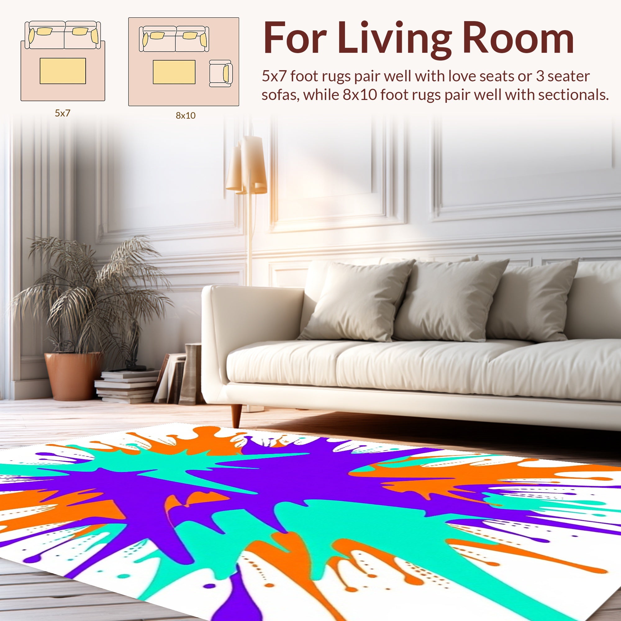Vibrant Splatter Paint Design Rug