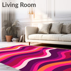 Vibrant Pink Purple Orange Wavy Rug