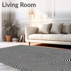 Abstract Black White Wavy Stripes Rug