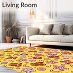 Brown Red Gingerbread Floral Rug
