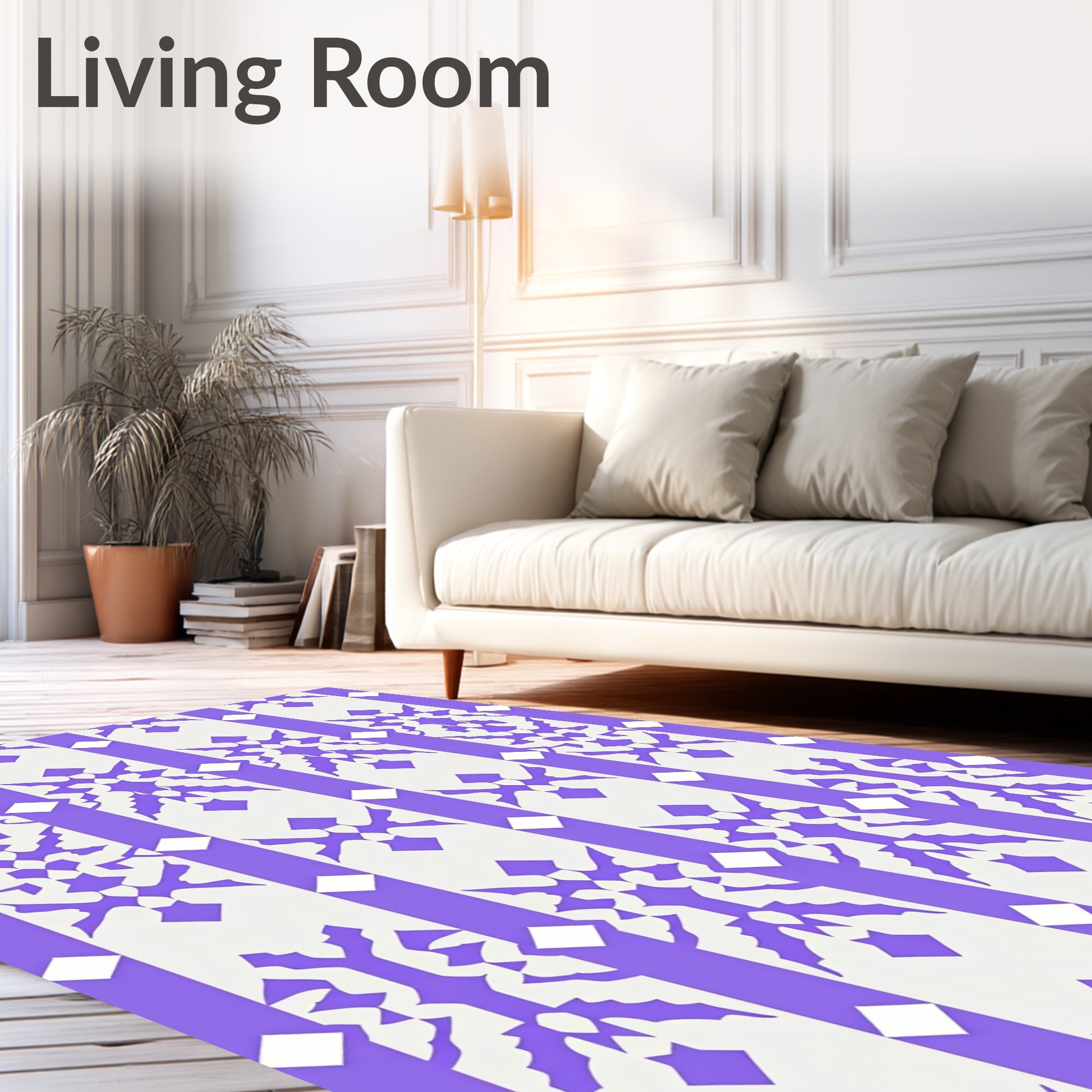 Striped Geometric Snowflake Pattern Rug