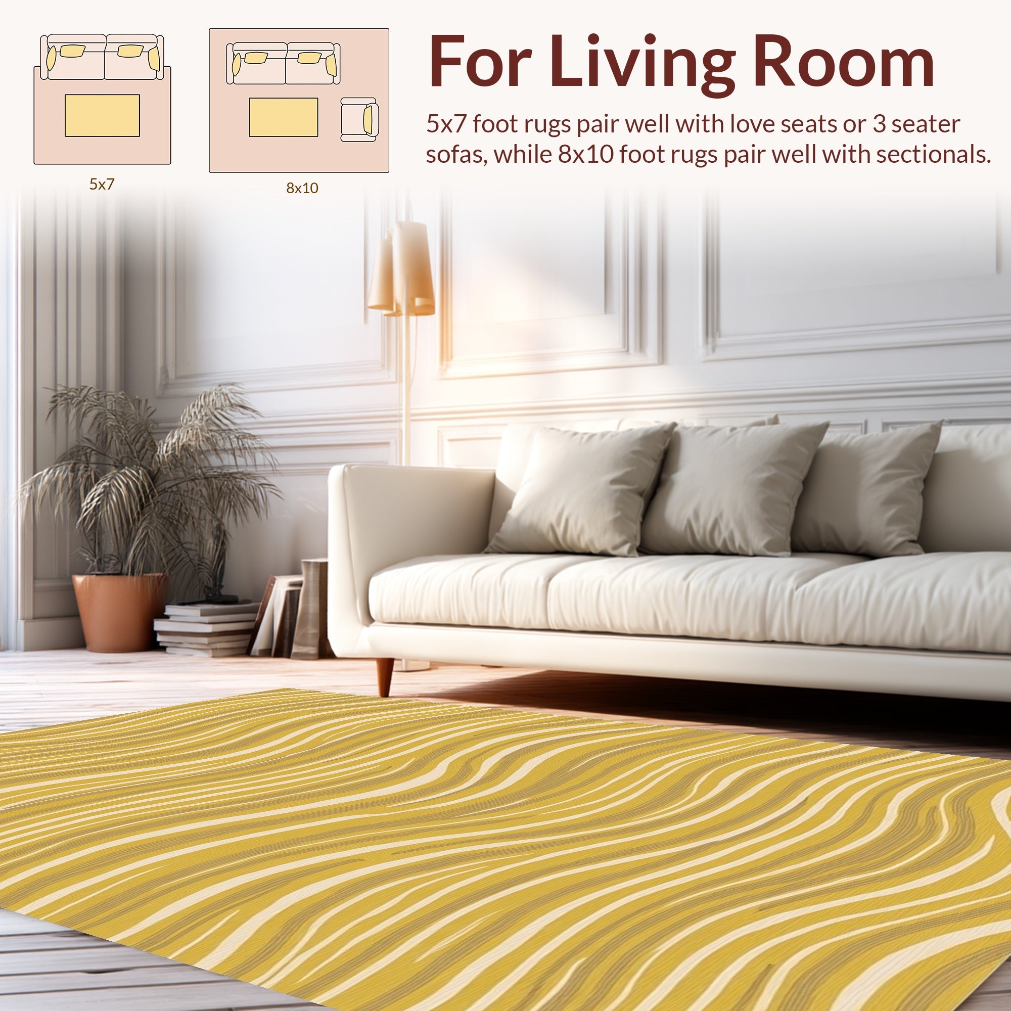 Golden Wavy Stripe Pattern Rug