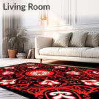 Bold Red Floral Medallion Pattern Rug