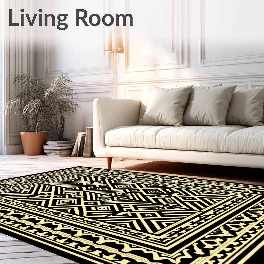 Bold Geometric Patterned Art Deco Rug