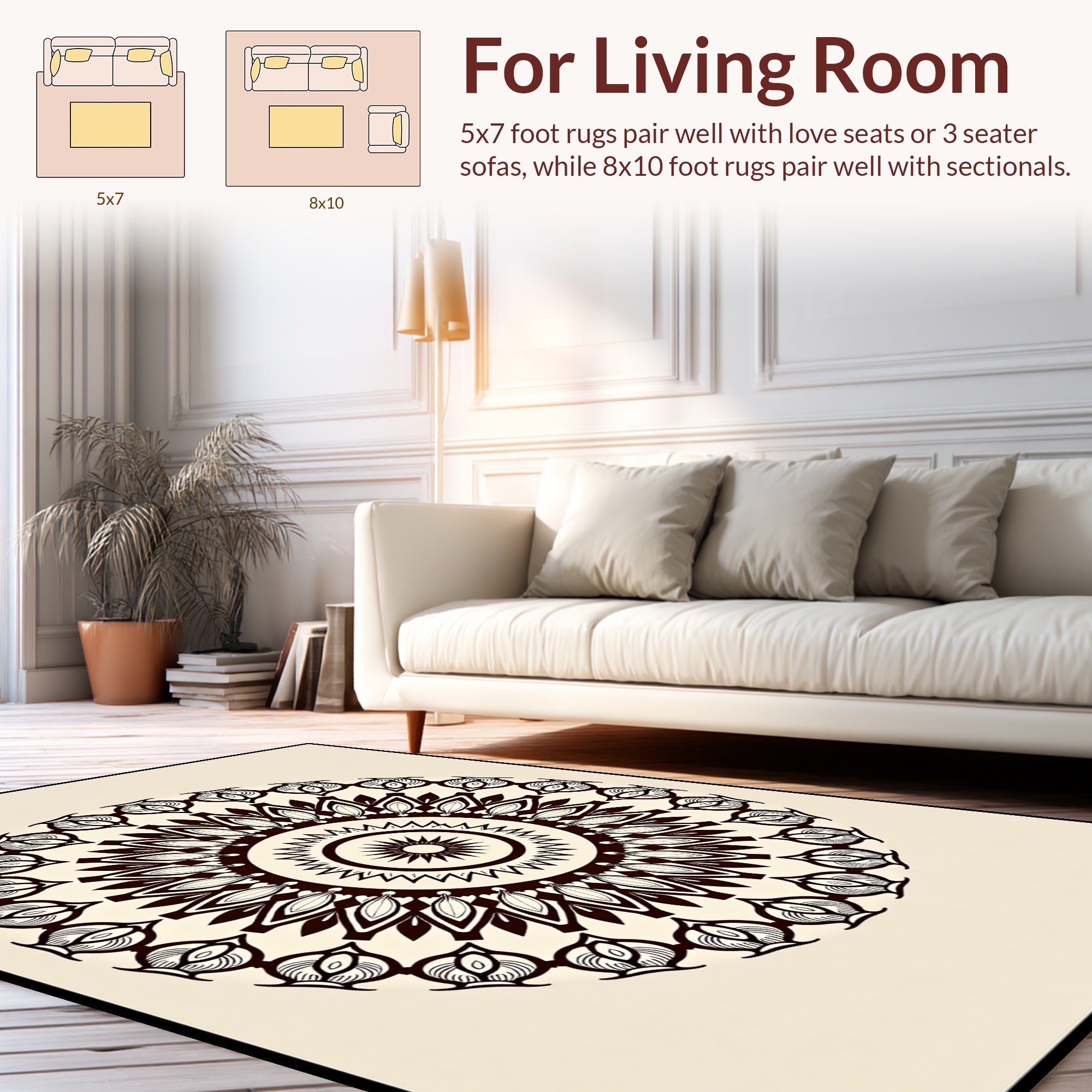 Mandala Style Intricate Floral Pattern Rug