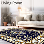 Elegant Scrollwork with Gold Accents Rug
