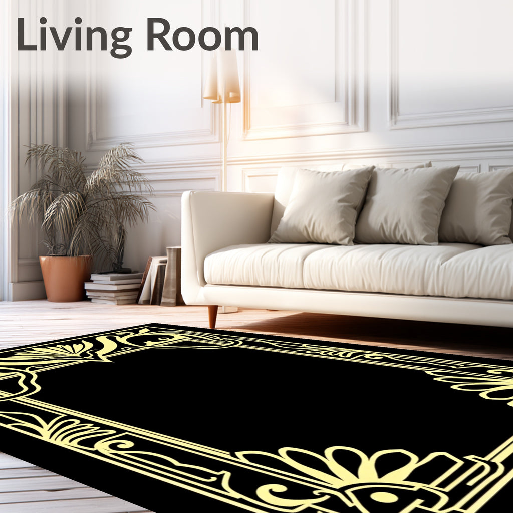 Art Nouveau Floral Scrollwork Frame Design Rug