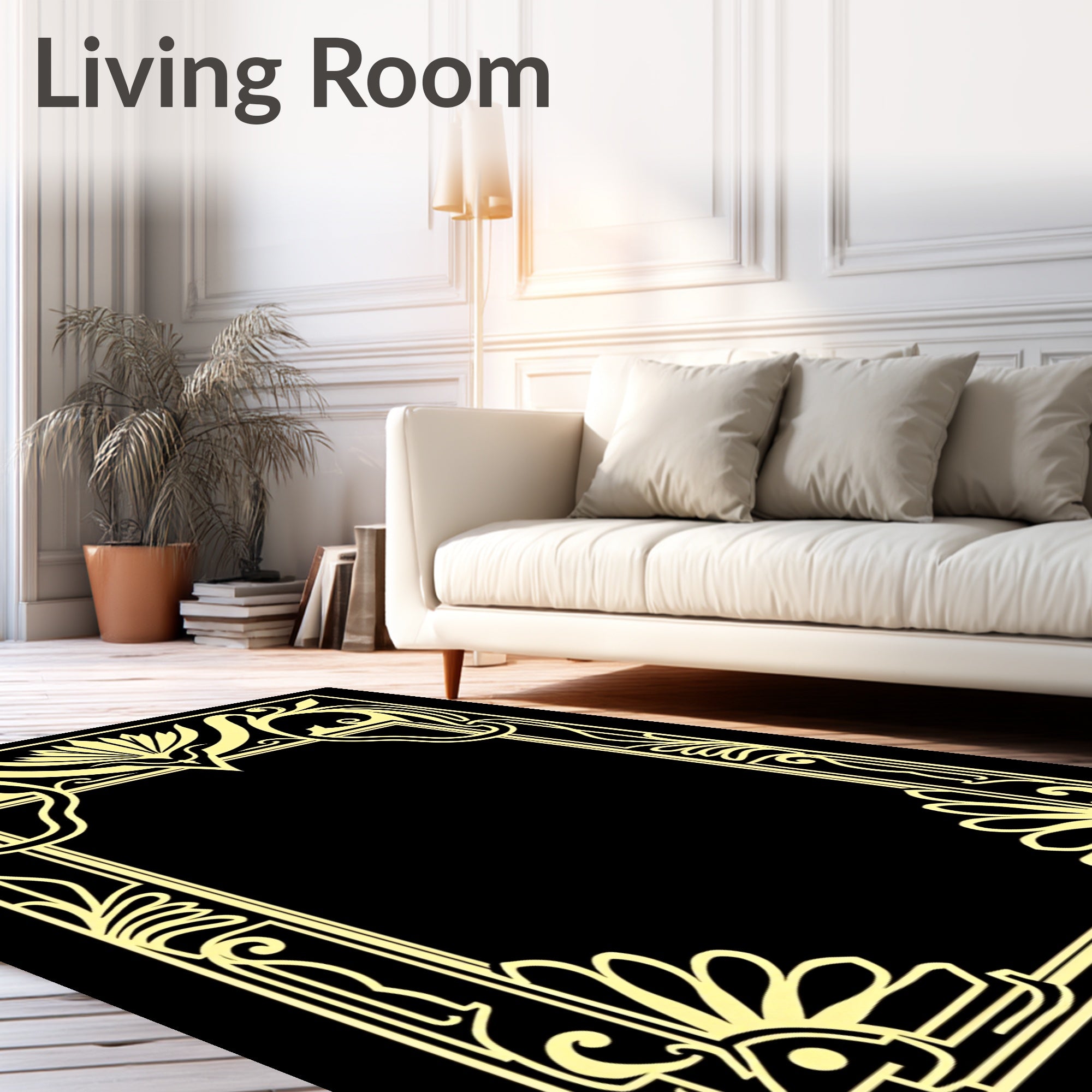 Art Nouveau Floral Scrollwork Frame Design Rug