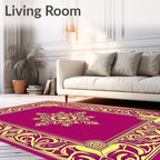 Ornate Floral Patterned Pink Rug