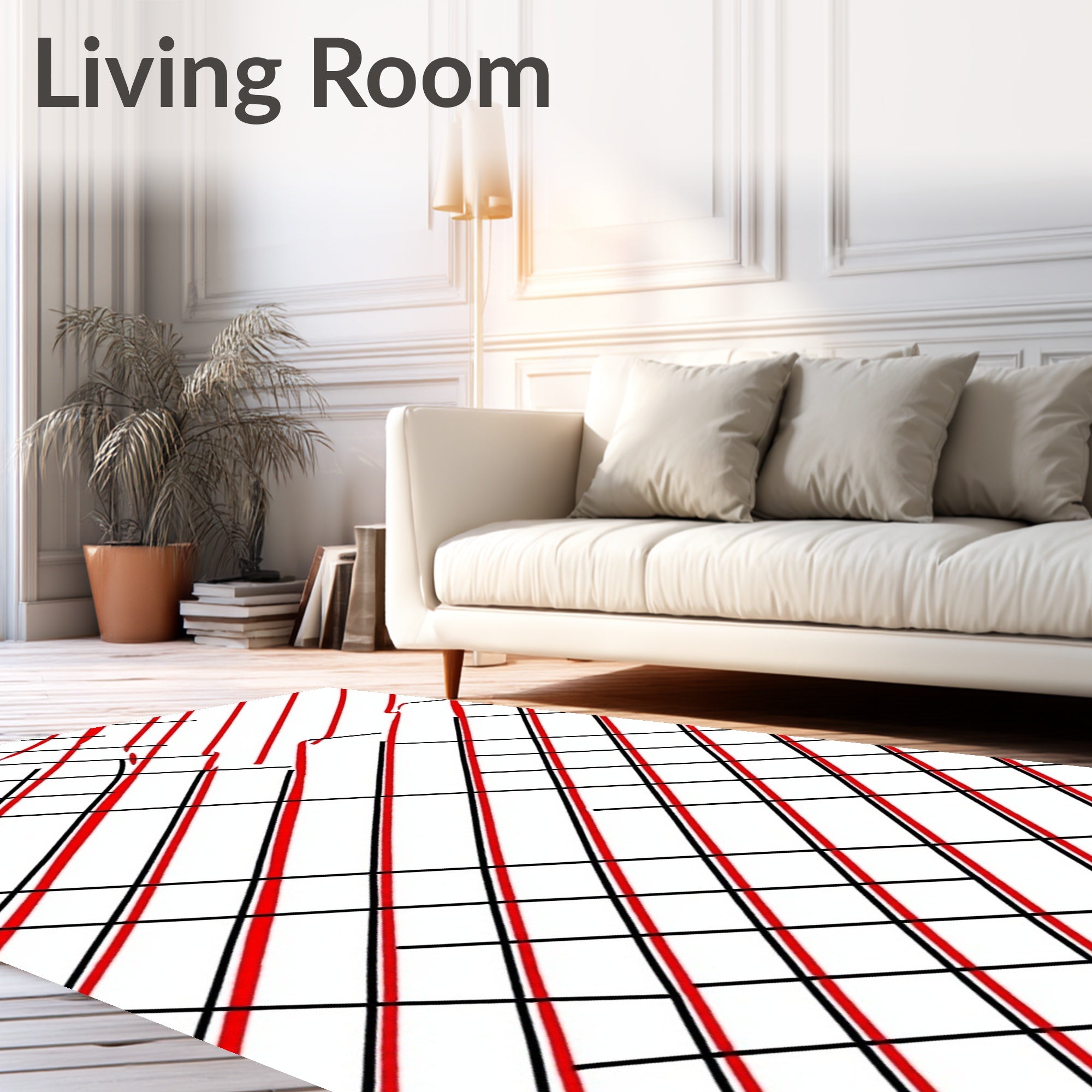 Bold Red And Black Grid Pattern Rug