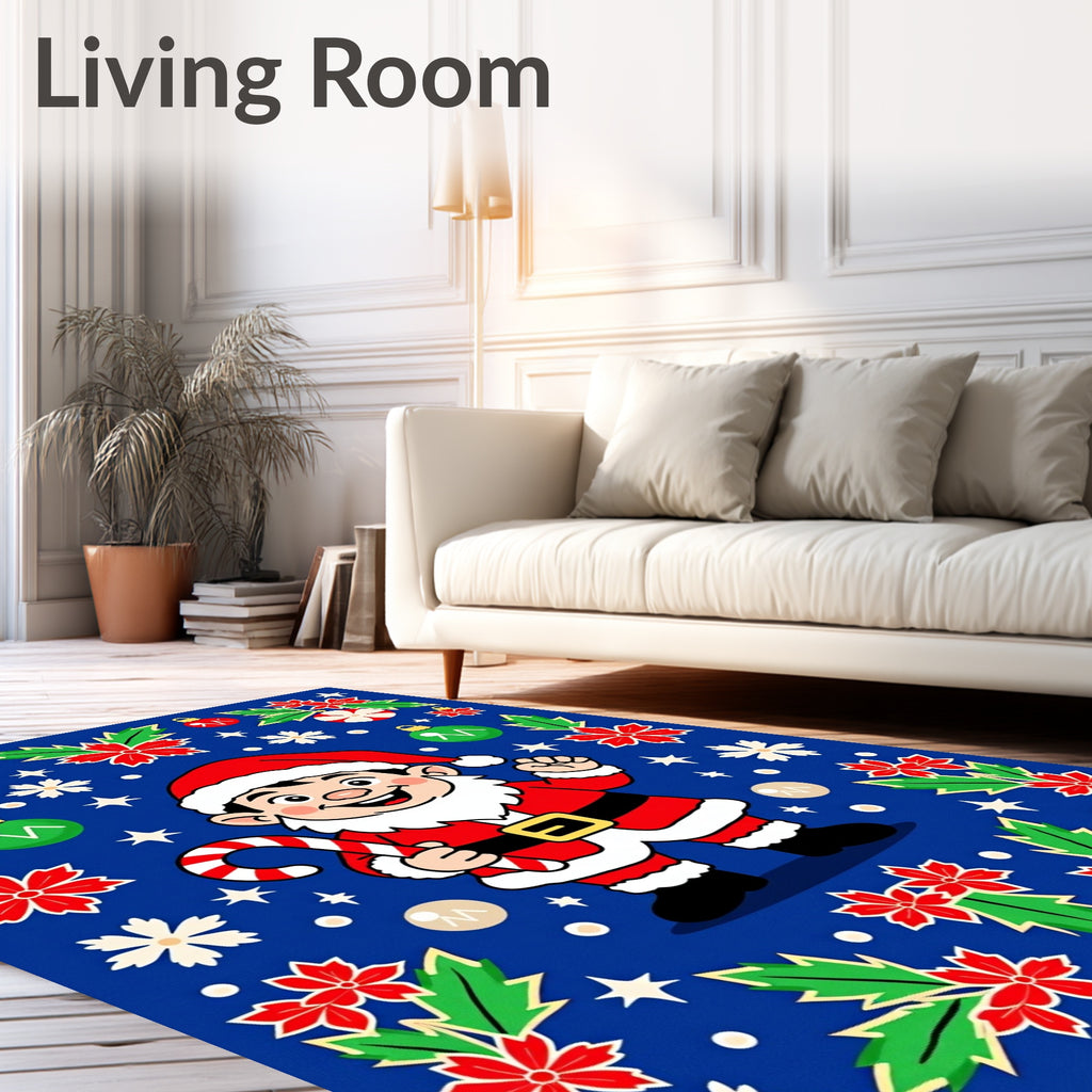 Happy Santa Claus Festive Pattern Rug