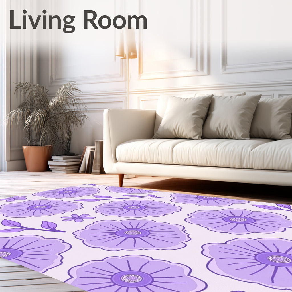 Pastel Lavender Floral Pattern Rug