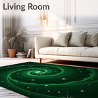 Cosmic Green Swirl Starry Rug