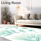 Mint Floral Leaf Pattern Rug