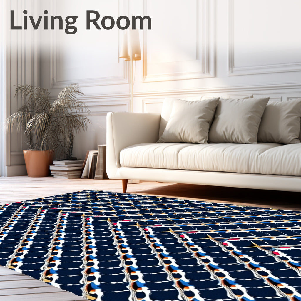 Intricate Navy Geometric Pattern Rug