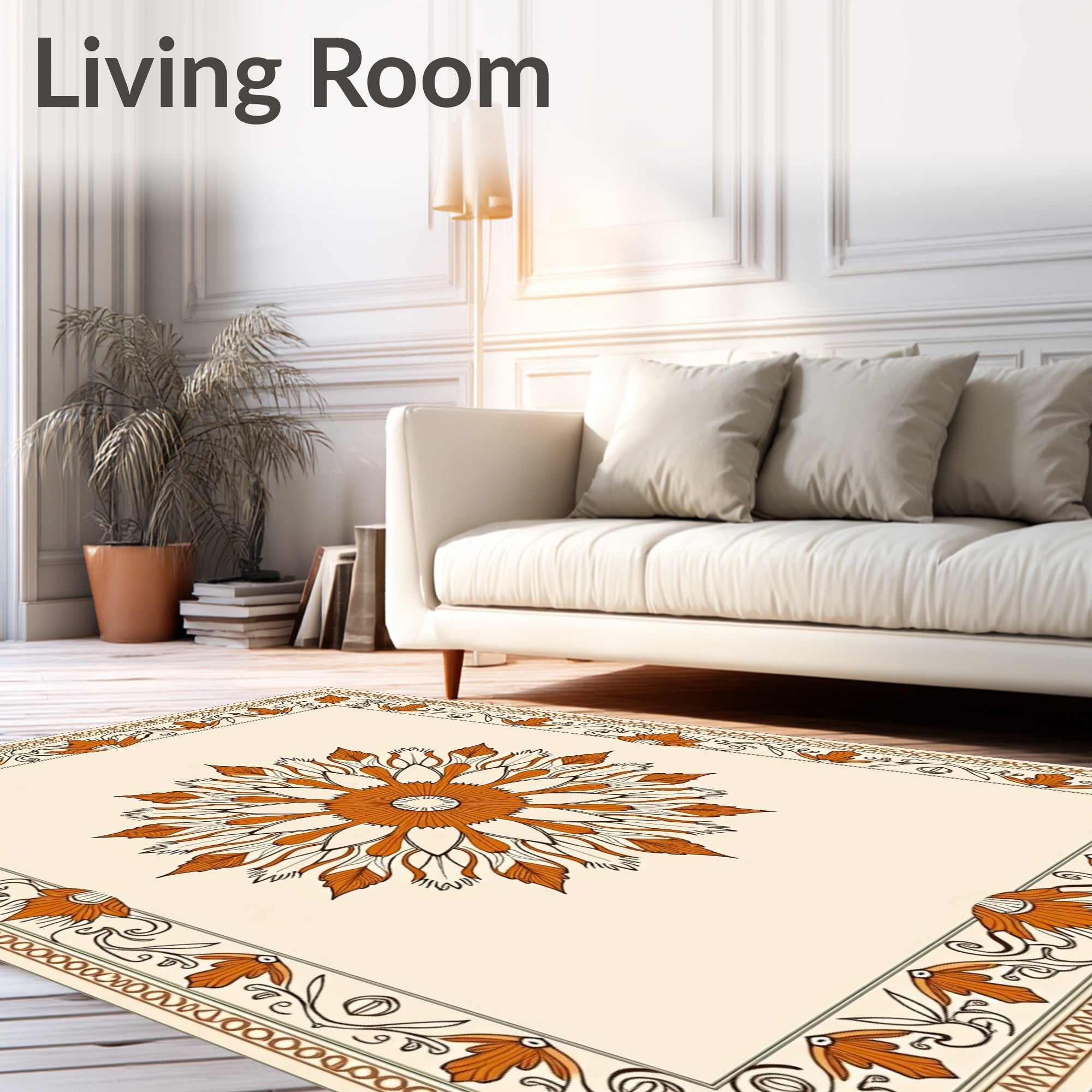 Orange Blossom Mandala Accent Rug
