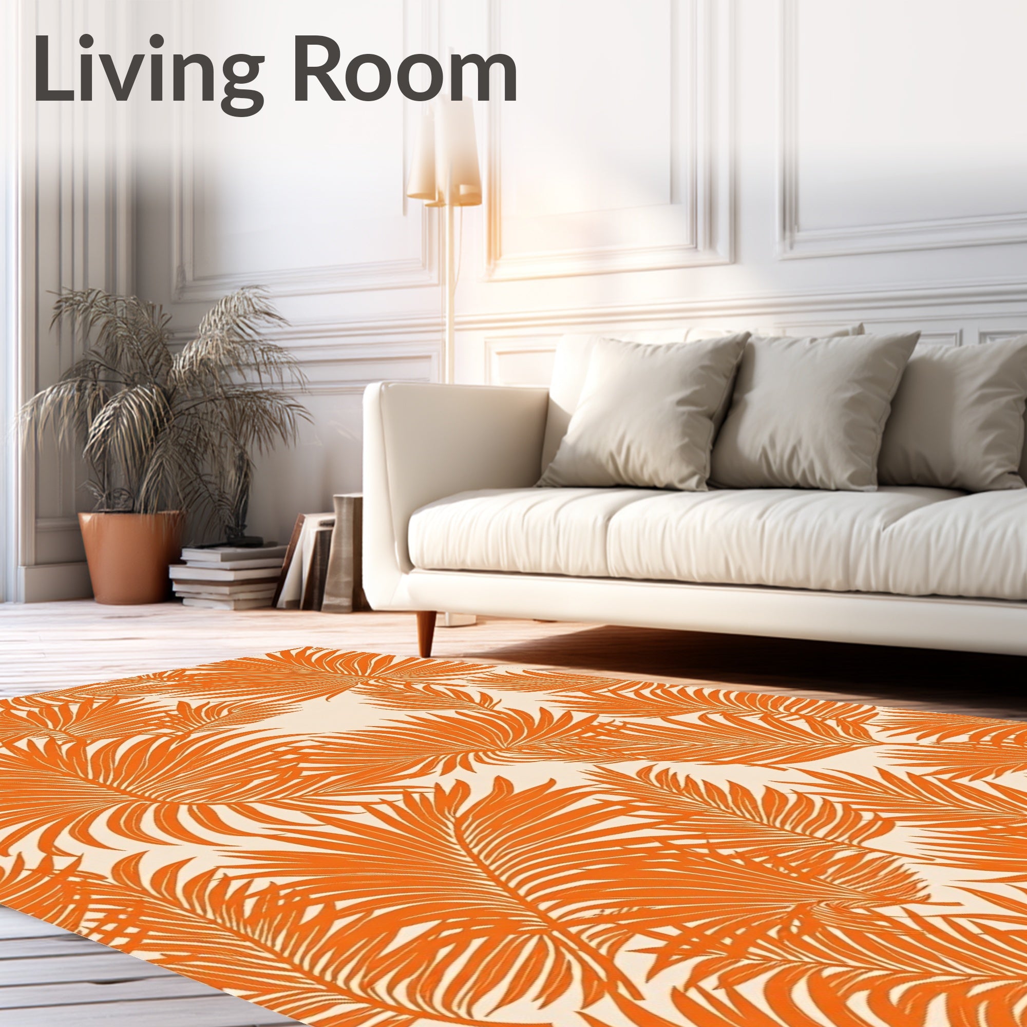 Vibrant Tropical Palm Leaf Pattern Rug