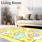 Cute Cat Rainbow Cloud Star Pattern Rug