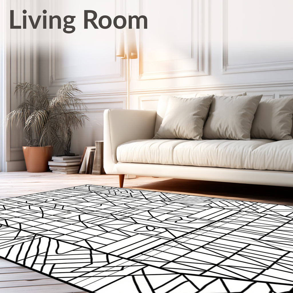 Modern Geometric Glass Panel Design Rug