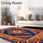 Bold Red Yellow Floral Medallion Rug