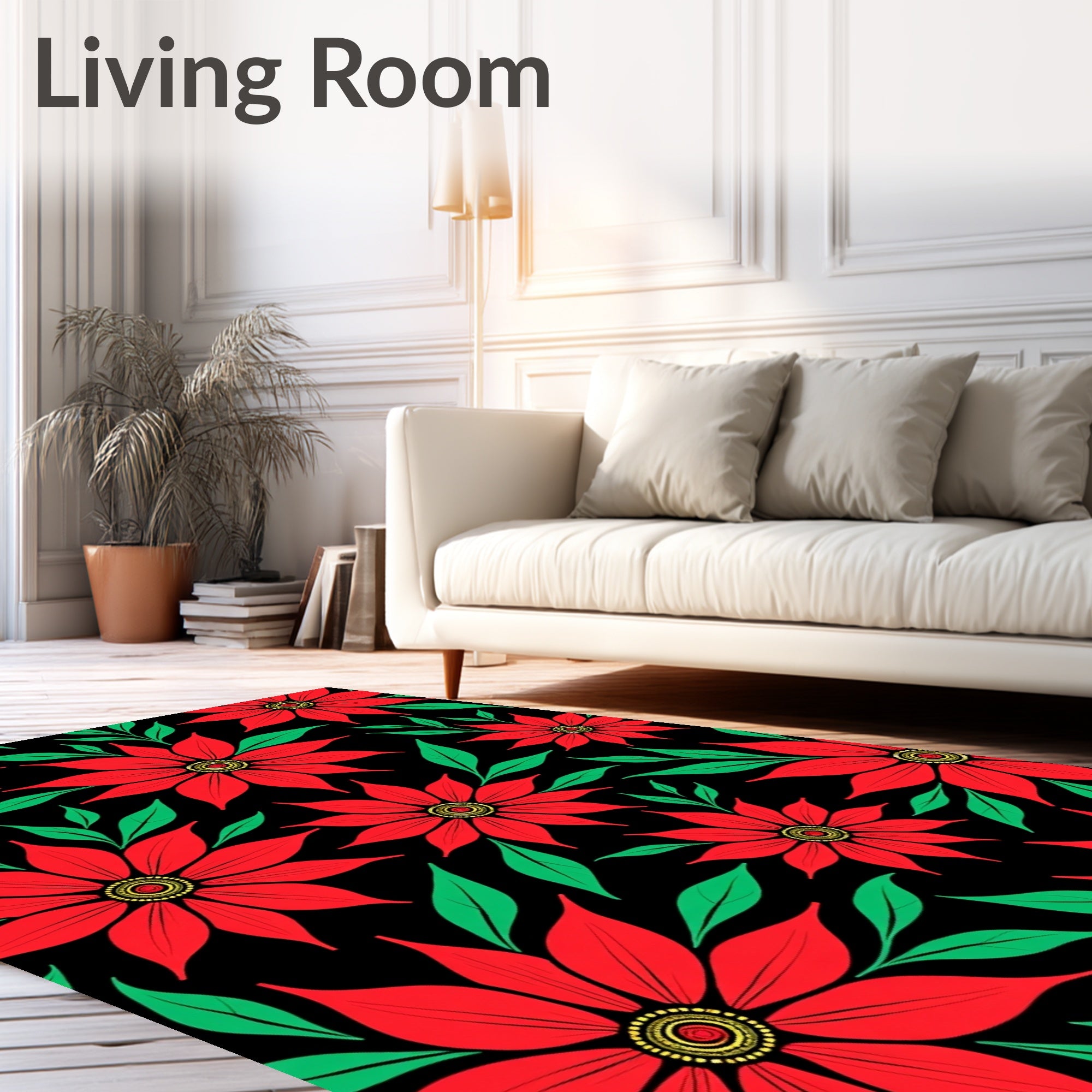 Bold Red floral Pattern Rug