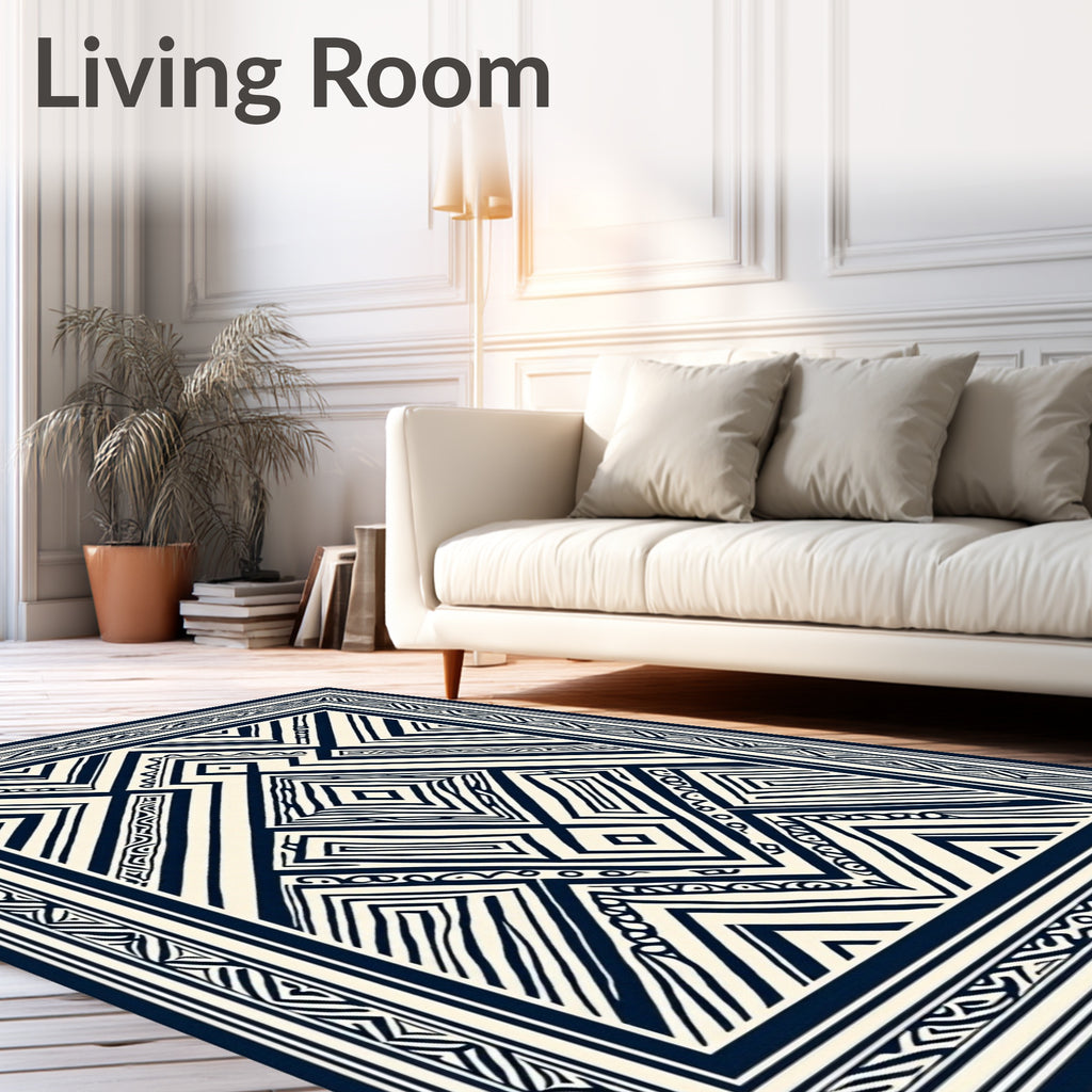 Bold Geometric Inlay Pattern Rug
