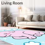 Dreamy Pink Puppy With Stars Design Rug