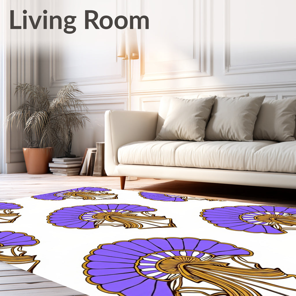 Art Deco Fan Pattern Violet Gold Rug