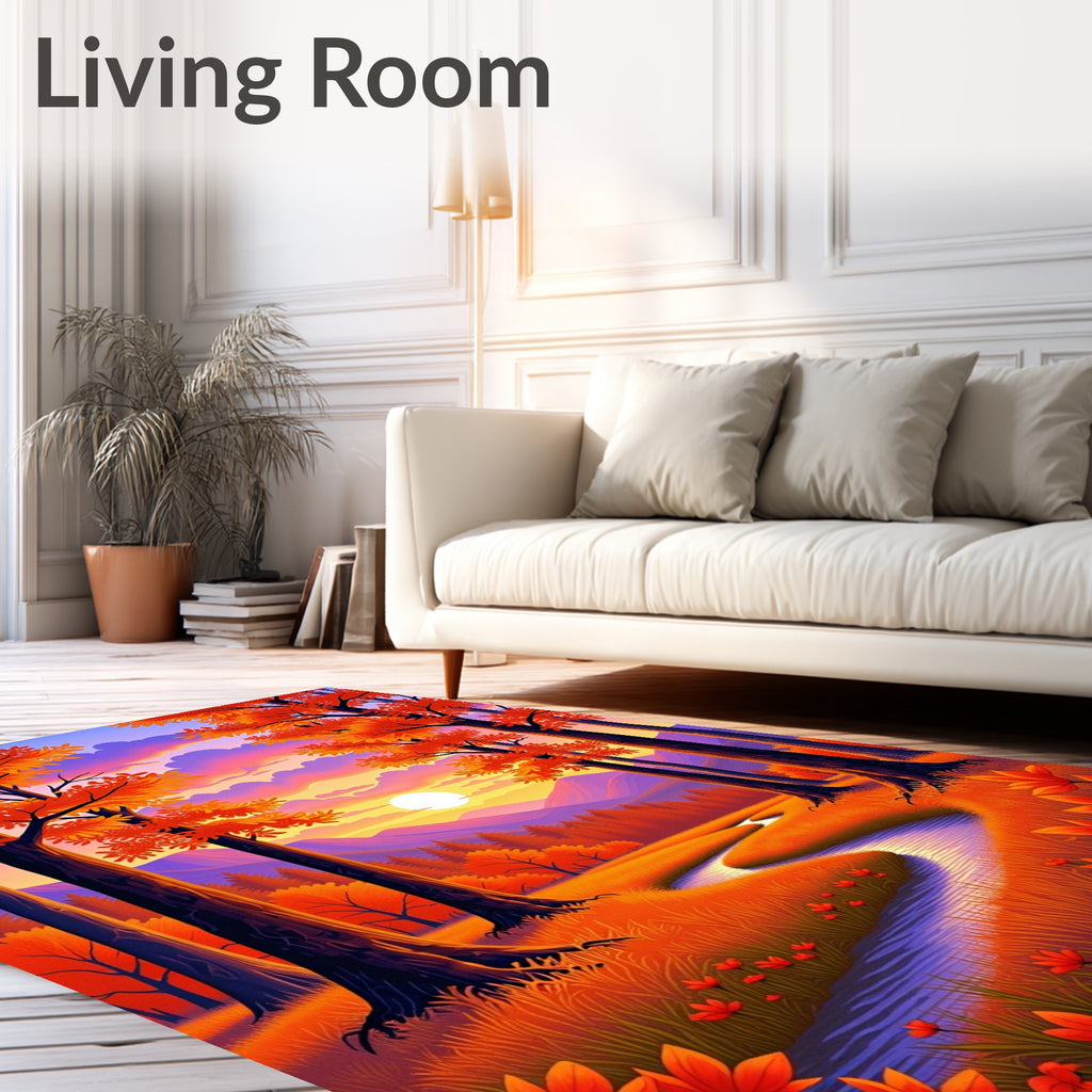 Vibrant Autumn Forest Scene Rug