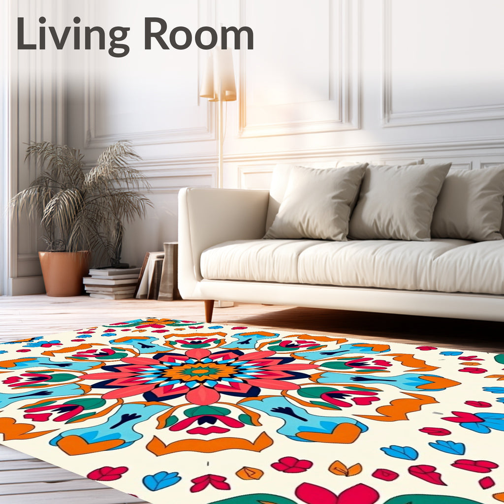 Floral Mandala Vivid Colors Rug