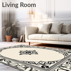 Ornate Black Floral Border Rug