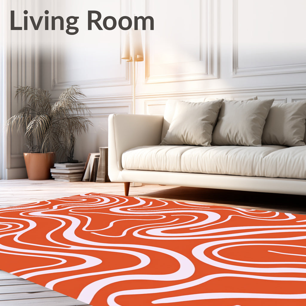 Orange Pink Swirl Pattern Rug