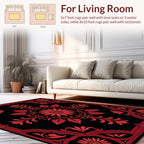 Ornate Red Floral Scrollwork Pattern Rug