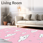 Pink Sky Clouds and Stars Rug