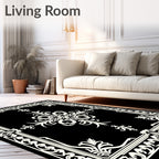 Ornate Floral Scrollwork Accent Rug