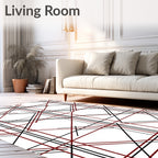 Black Red Plaid Geometric Pattern Rug