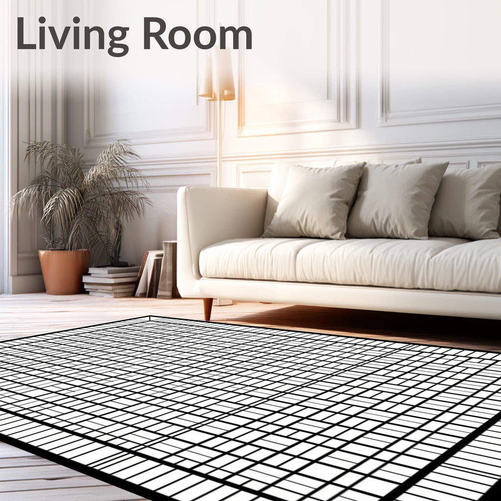 Monochromatic Abstract Grid Pattern Rug
