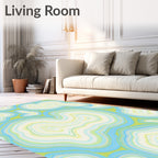 Blue Green Wavy Agate Pattern Rug