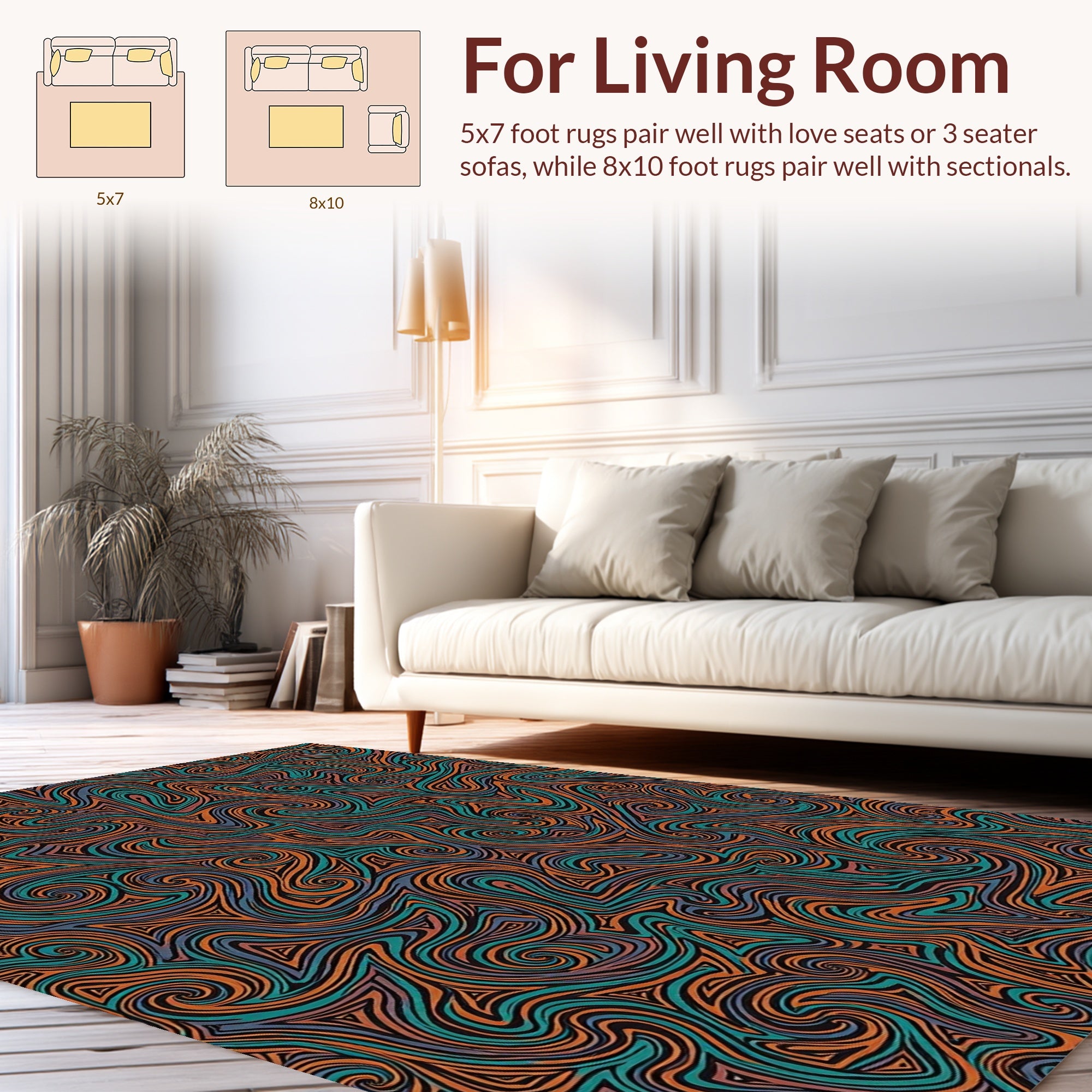 Swirling Pattern In Warm Tones Rug