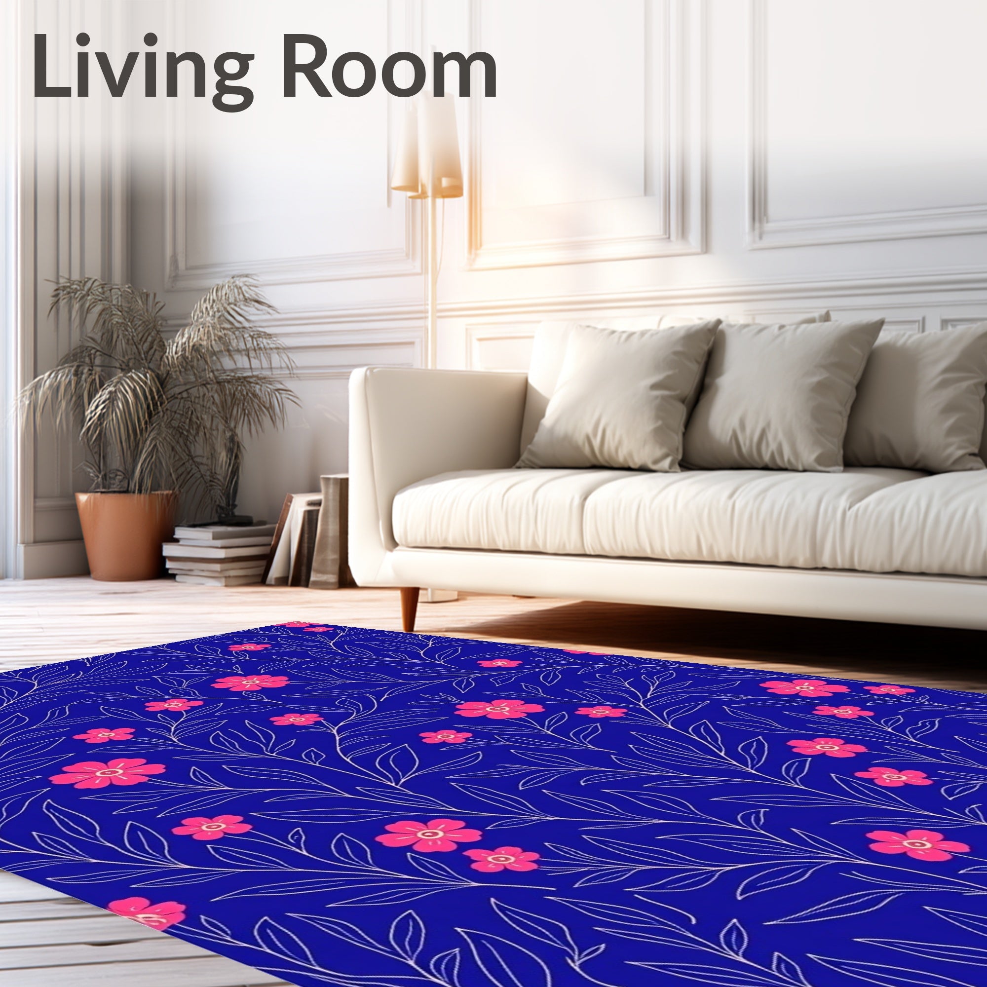 Floral Vine Branch Pattern Rug