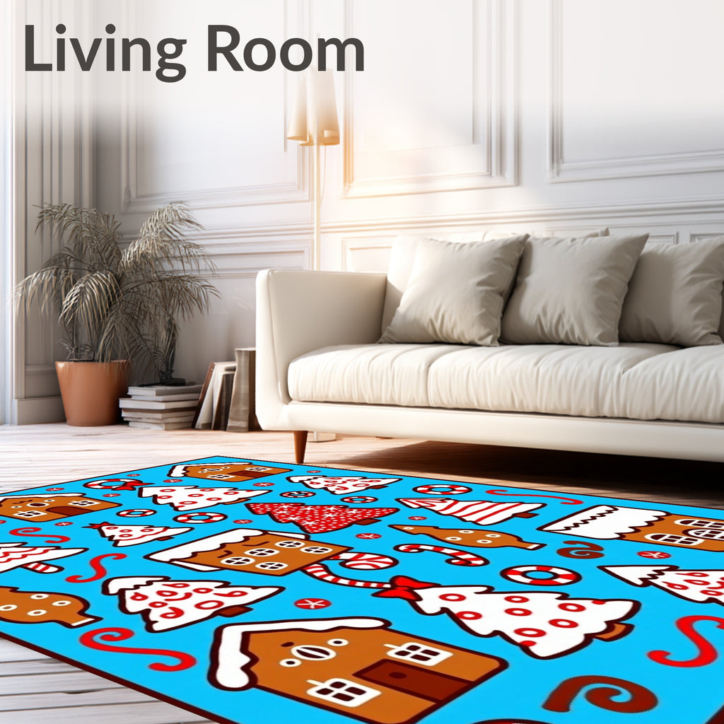 Whimsical Gingerbread Christmas Trees Houses Rug
