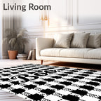 Black White Houndstooth Pattern Rug